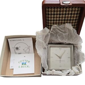 NIB VINTAGE CUTTER & BUCK TRAVEL CLOCK IN LEATHER CASE